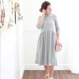 Blue Midi Dress with sleeves and pockets